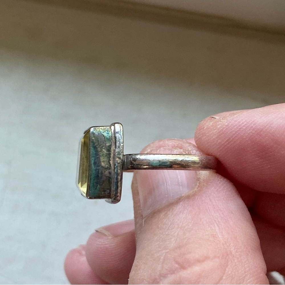 Sterling Yellow Stone Ring - image 5